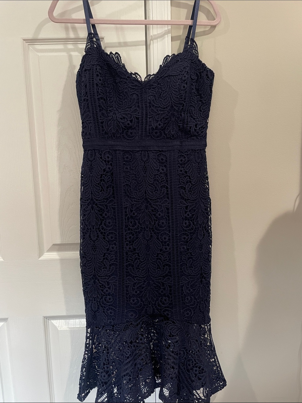 Guess Women’s Navy Crochet Lace Midi Dress Size 6 NWOT
